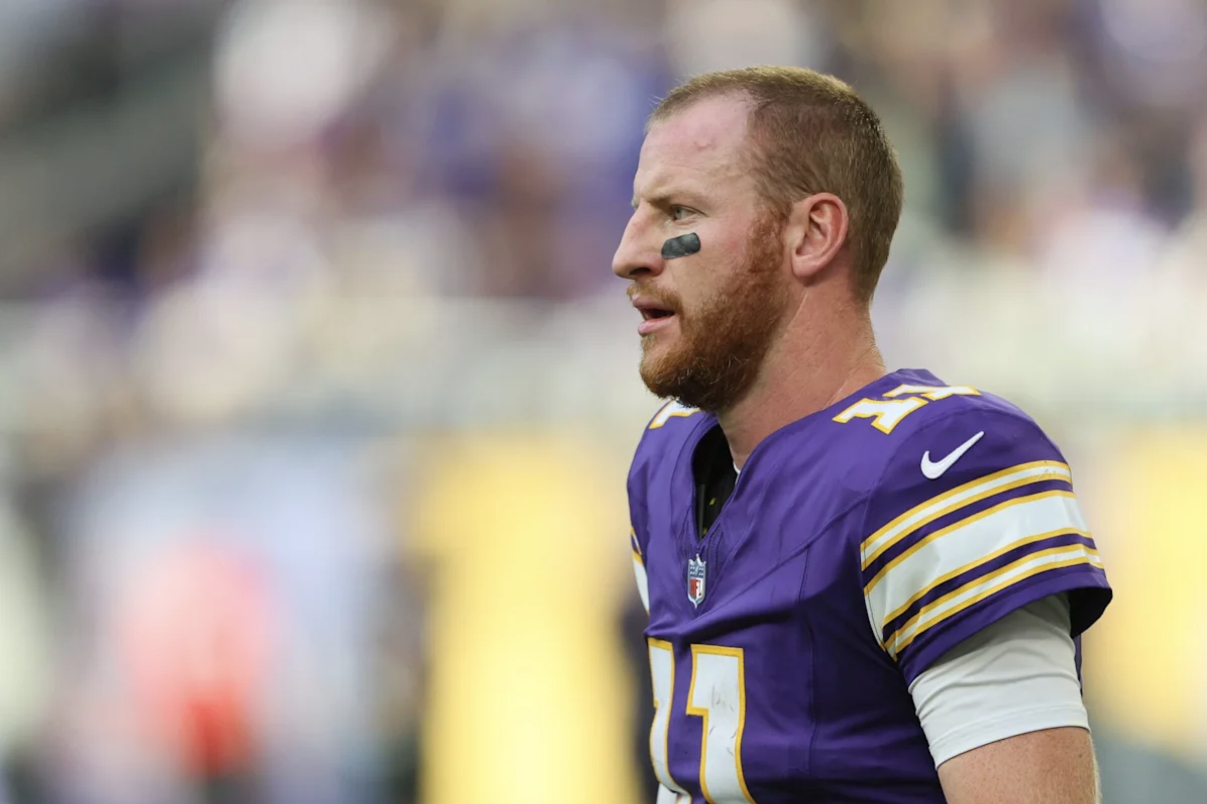 Carson Wentz on the field for the Vikings