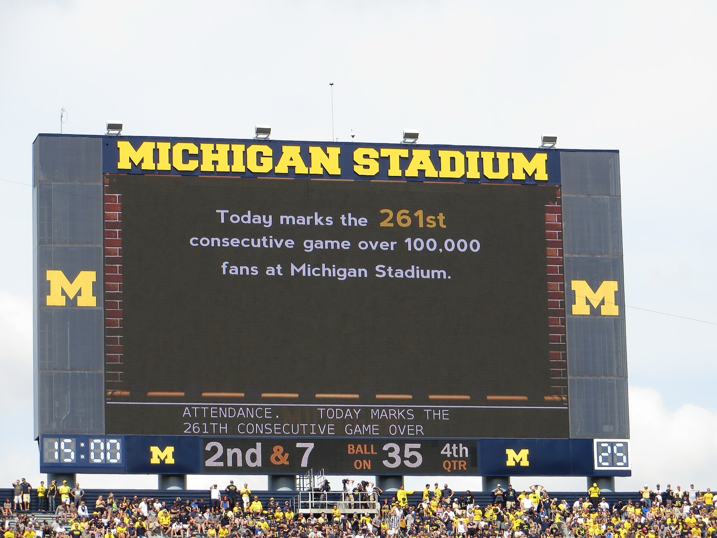 Michigan Stadium during a game in Ann Arbor