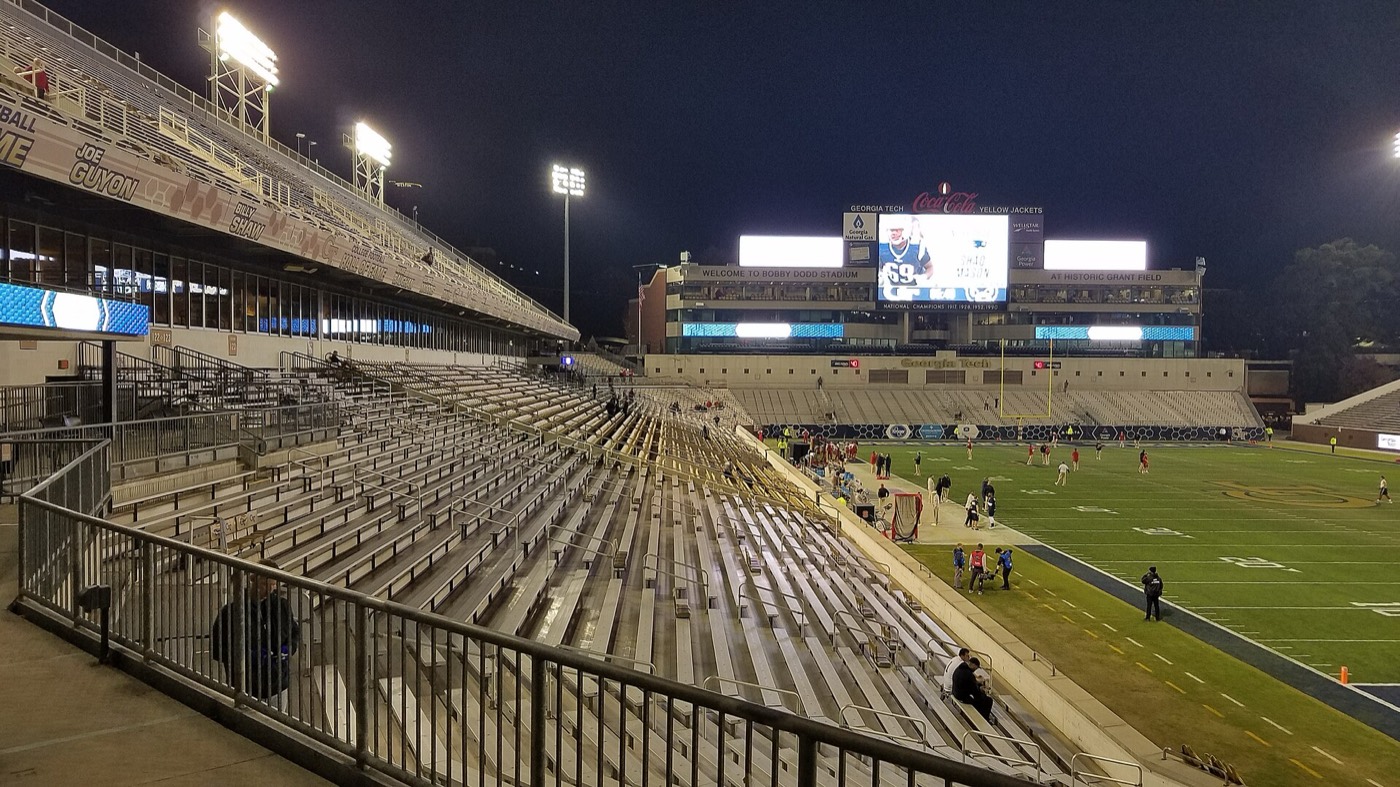 Bobby Dodd Stadium in Atlanta at night