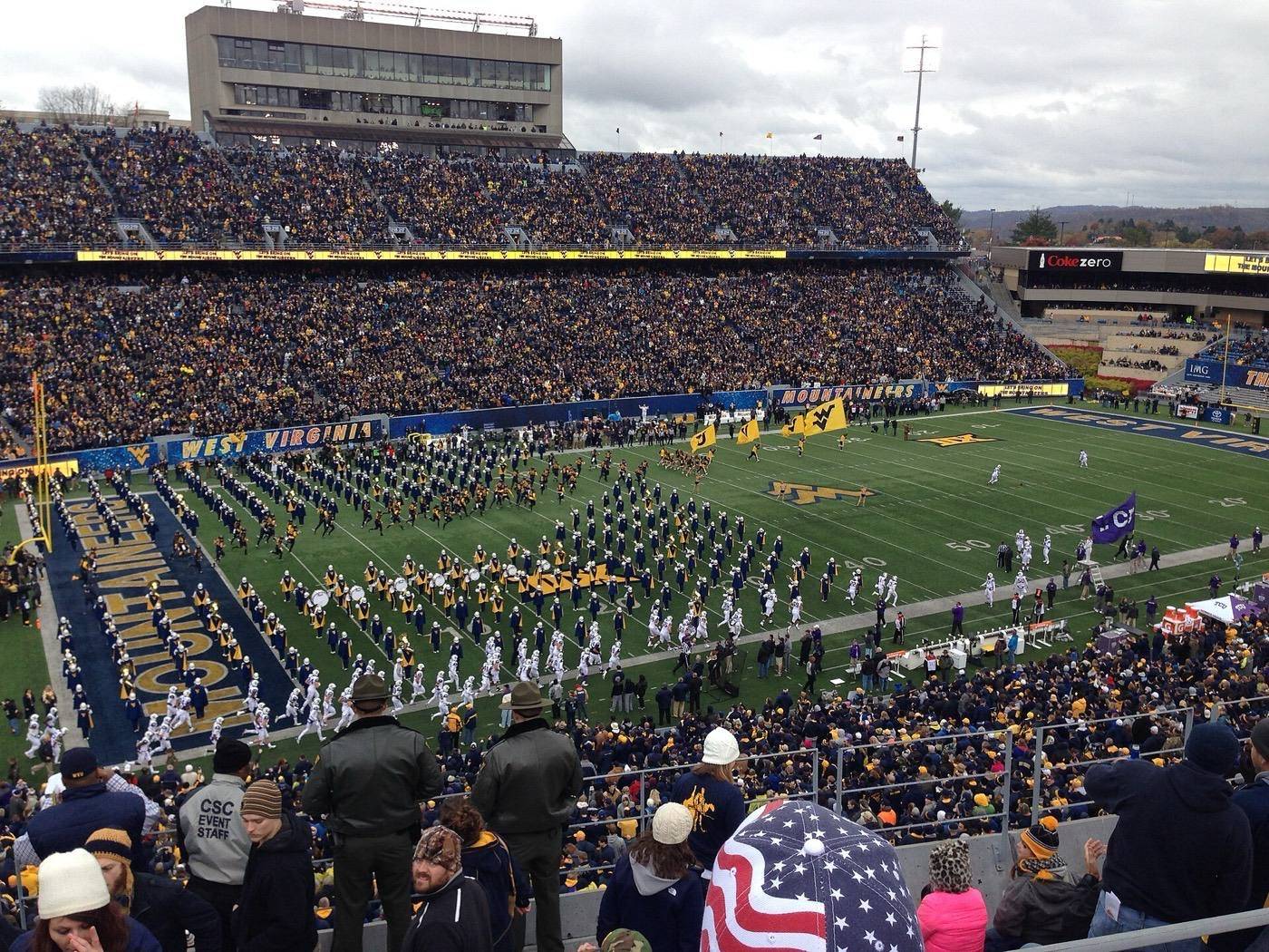 West Virginia football team enters Mountaineer Field at Milan Puskar Stadium